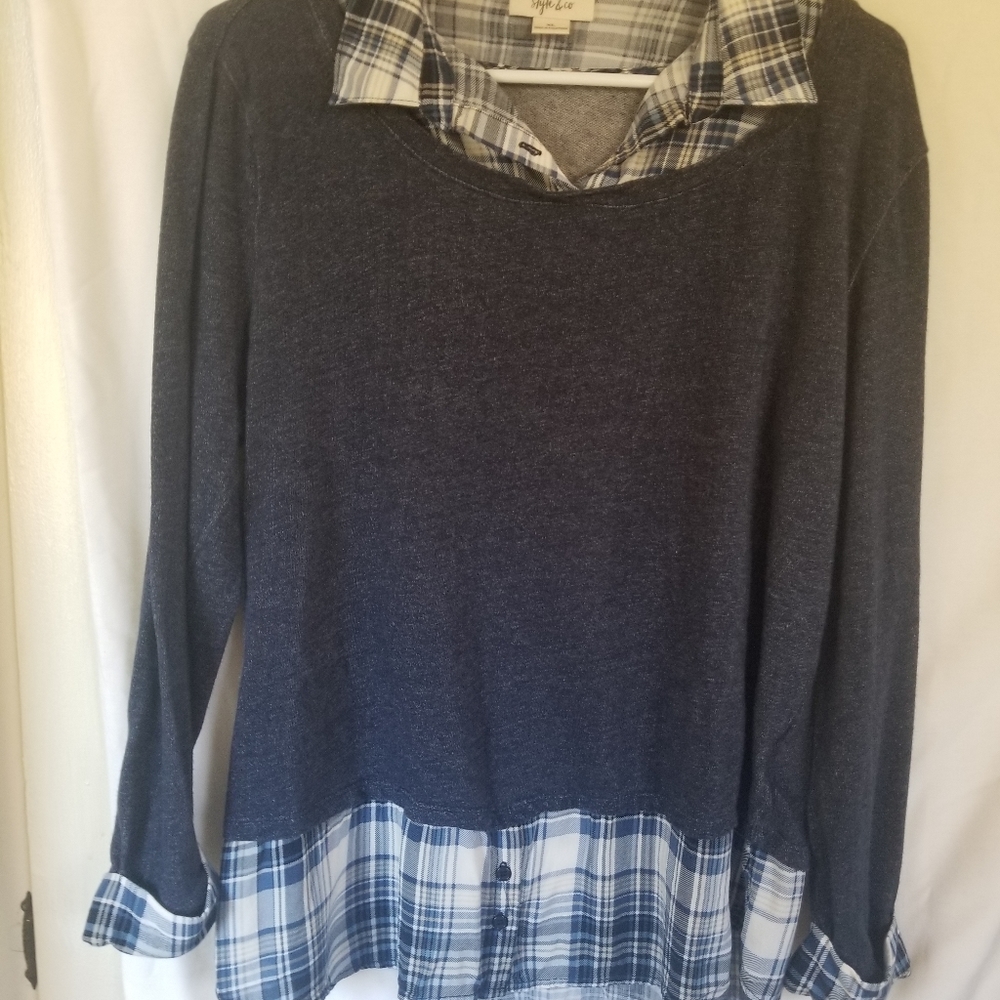 Long sleeve "two-fer" top